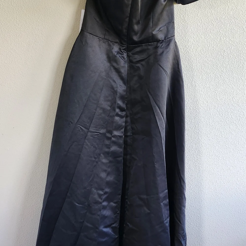 A-line One Shoulder Floor-Length Satin Bridesmaid/ Formal Dress - Picture 10 of 12